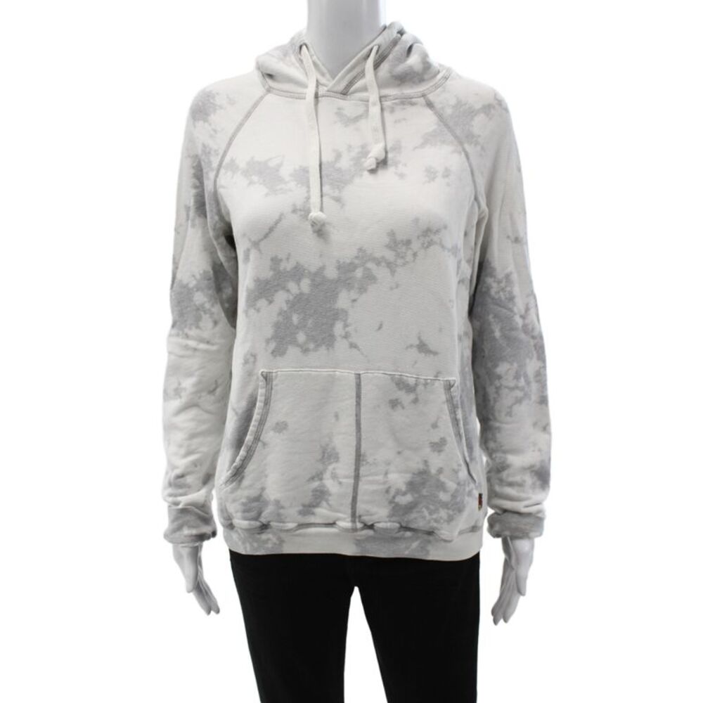 FREE CITY Womens Gray Spotted Pullover Hoodie Drawstring Cotton Size 1